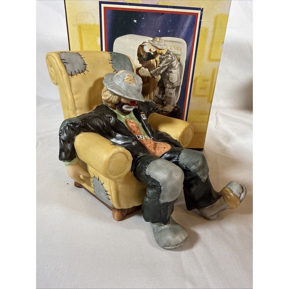 Flambro Emmett Kelly Jr Clown Figurine Professional Series Chair 5" Figure